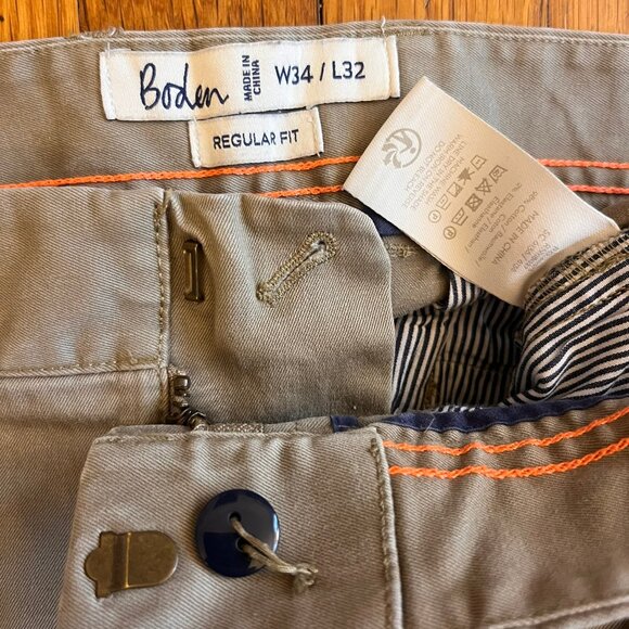 Boden Men's Light Grey Khaki Pants Business Casual, 34x32 - Picture 3 of 3